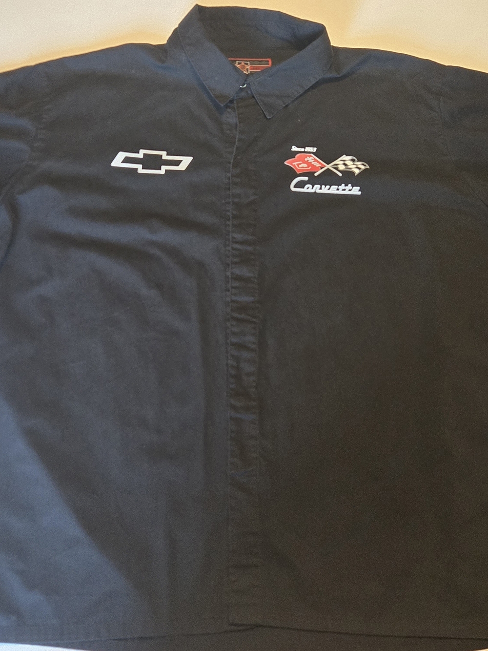 JH Design Corvette History of Logo Pit Shirt 3XL XXXL Black Chevrolet Mechanic